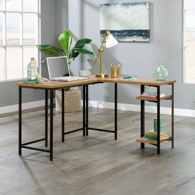 Curiod Open Shelf Wood and Metal L-Shaped Desk, Sindoori Mango Finish Desk Table Computer Table Standing Desk
Curiod Open Shelf Wood and Metal L-Shaped Desk, Sindoori Mango Finish Desk Table Computer Table Standing Desk