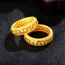 Pure 999 24K Yellow Gold Men Women Lucky Money Coin Ring Us Size:4-10