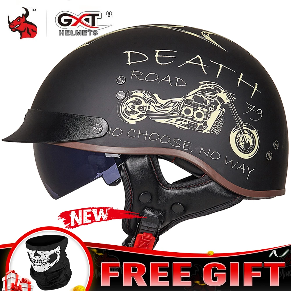 

GXT DOT Certification Retro Motorcycle Helmet Moto Helmet Scooter Vintage Half Face Biker Motorbike Crash Moto Helmet Casco Moto