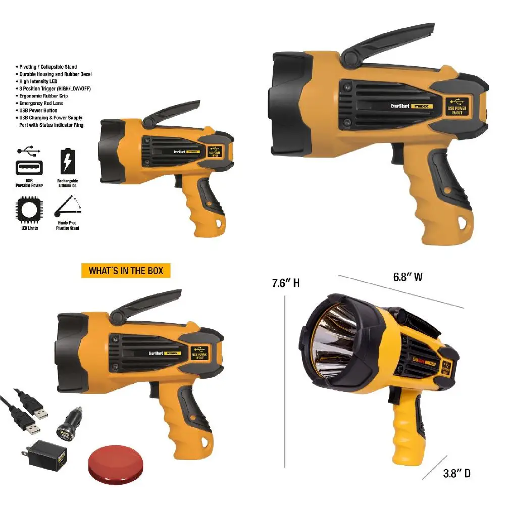 Bank Function Deluxe Rechargeable LED Spotlight with 2200 Lumen Light and USB Charging & Power Bank Function by SL10LEDE - Ideal
Bank Function Deluxe Rechargeable LED Spotlight with 2200 Lumen Light and USB Charging & Power Bank Function by SL10LEDE - Ideal