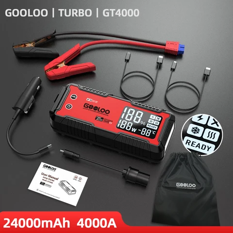 Зарядное устройство GOOLOO 24000 а 12 В, внешний усилитель аккумулятора мАч, автомобильный стартер, автомобильный аккумулятор PD100W, портативный внешний аккумулятор для быстрой зарядки