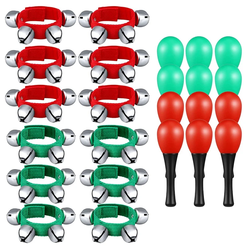 

1 Set Wrist Hand Bells Christmas Shaker Musical Instruments For Kids,Christmas Parties, Favors