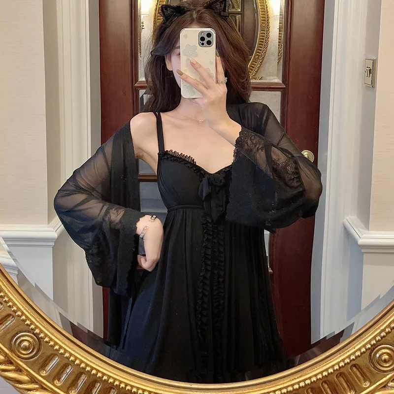 2023 Princess Suspender Nightgown Sleepwear Summer Lace Women Palace Fairy Pajamas Two-piece Mesh Chest Pad Nightdress Sexy Robe
2023 Princess Suspender Nightgown Sleepwear Summer Lace Women Palace Fairy Pajamas Two-piece Mesh Chest Pad Nightdress Sexy Robe