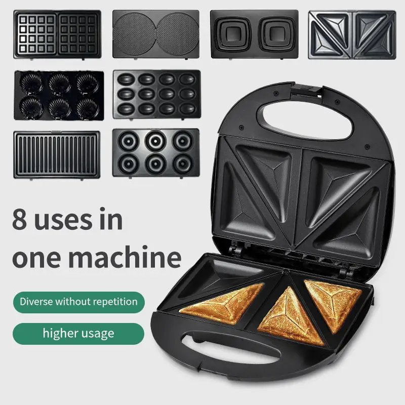 

8 in 1 Electric Waffles Maker Sandwich Machine Bubble Egg Cake Oven Kitchen Breakfast Bubble Waffle Donuts Multi-Baker