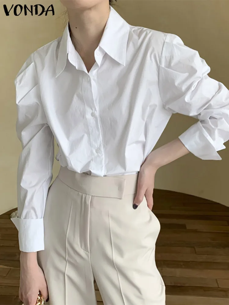 VONDA Fashion Women's Shirts 2022 Summer Long Puff Sleeve Whire Blouses Casual Button Solid Elegant Office Streetwear Tunic Tops
VONDA Fashion Women's Shirts 2022 Summer Long Puff Sleeve Whire Blouses Casual Button Solid Elegant Office Streetwear Tunic Tops