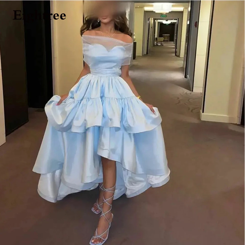 

Eightree Elegant Sky Blue Evening Dresses Ruffles Stain Strapless Abendkleider Dubai Vestidos De De Noche Dresses For Women 2024