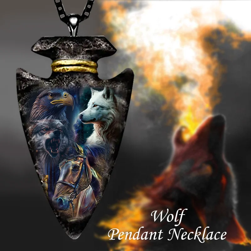 

Indian Male Personality Animal Wolf Pendant Necklace, Hip Hop Black Chain Necklace Accessories
