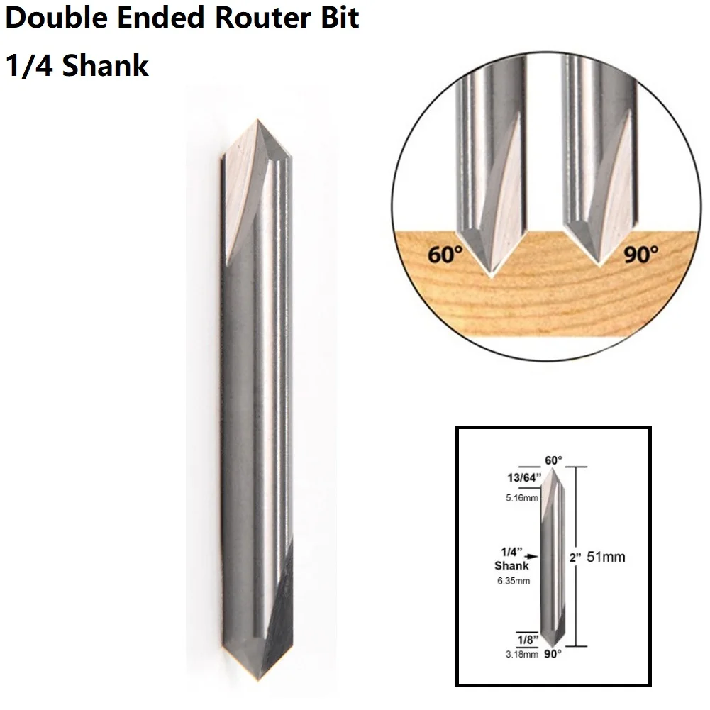 Double Point Drill Bit 60 & 90 Degree V Groove Solid Carbide Router Bit 1/4inch Shank Milling Cutter 2inch Length Power Tools
Double Point Drill Bit 60 & 90 Degree V Groove Solid Carbide Router Bit 1/4inch Shank Milling Cutter 2inch Length Power Tools
