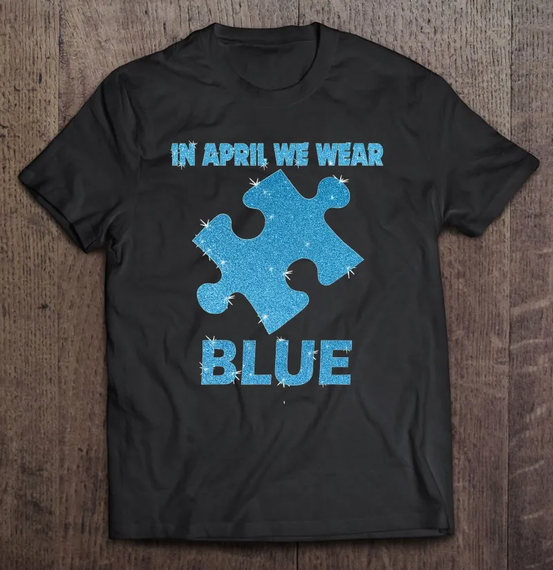 

В апреле у нас синяя футболка для осведомленности об аутизме 2 месяца, Мужская одежда, Хлопковая мужская уличная одежда оверсайз в стиле хип-...