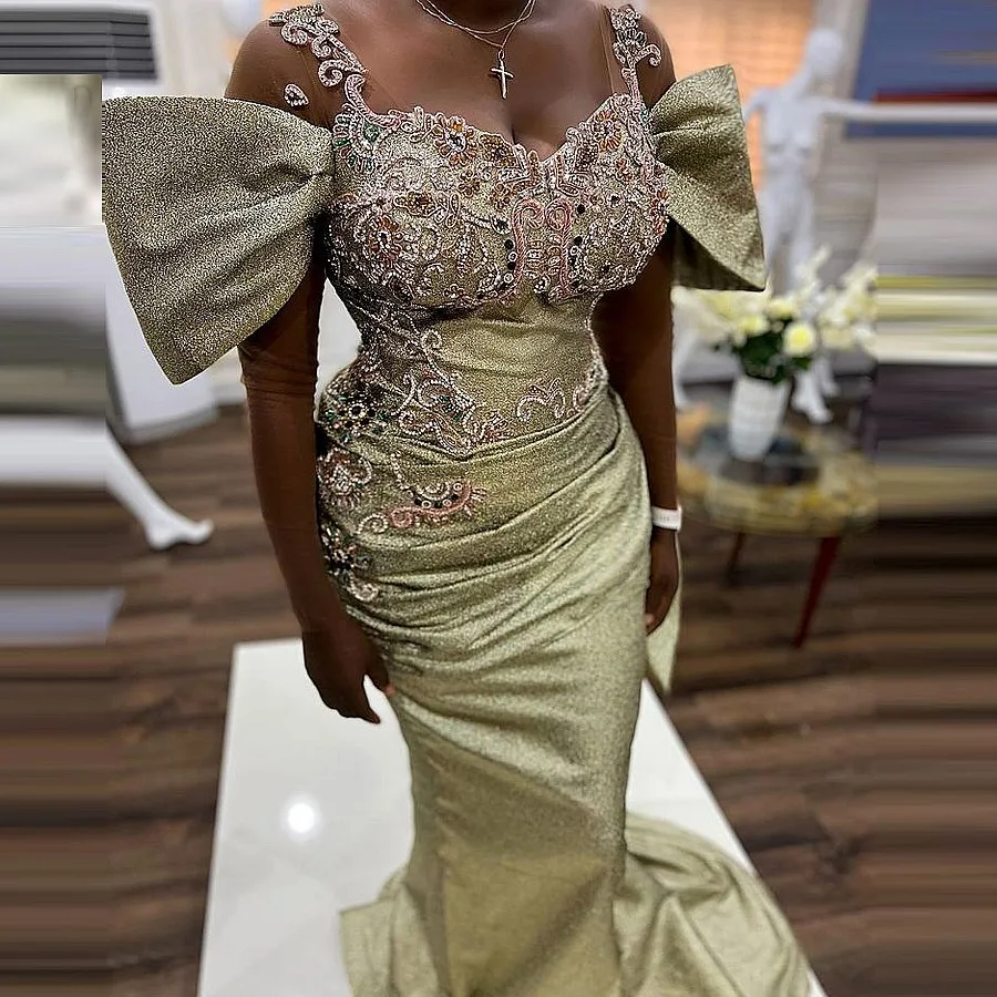 Major Beads Mermaid Prom Dresses With Bows Illusion Long Sleeves Evening Gowns For African Women Crystals Shiny Party Dress
Major Beads Mermaid Prom Dresses With Bows Illusion Long Sleeves Evening Gowns For African Women Crystals Shiny Party Dress