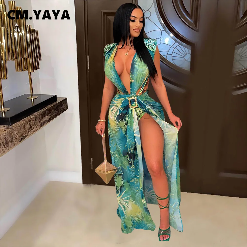 CM.YAYA Elegant Leaf Women Tie Up Maxi Long Skirt Suit and Bodysuit Matching Two 2 Piece Set Chic Outfit 2022 Summer Bikinis Set
CM.YAYA Elegant Leaf Women Tie Up Maxi Long Skirt Suit and Bodysuit Matching Two 2 Piece Set Chic Outfit 2022 Summer Bikinis Set