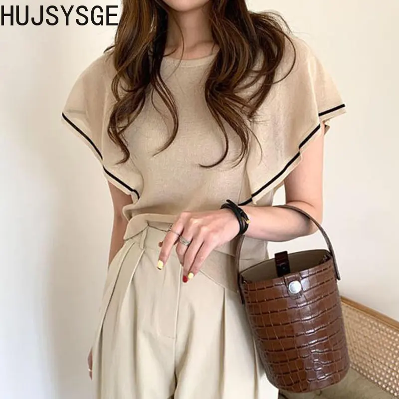 Hujsysge Women Solid Loose Tops Knitted Ruffles Vintage O Neck Summer Tees Tops Outwear Office Lady Casual Patchwork T-shirts
Hujsysge Women Solid Loose Tops Knitted Ruffles Vintage O Neck Summer Tees Tops Outwear Office Lady Casual Patchwork T-shirts