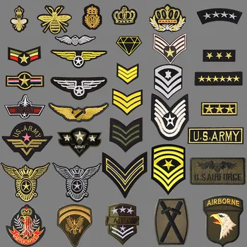 U S ARMY Emblem Military Iron on Patches for Clothing Embroidery Applique Clothes Sticker Tactical Rank eagle Armband Stripes