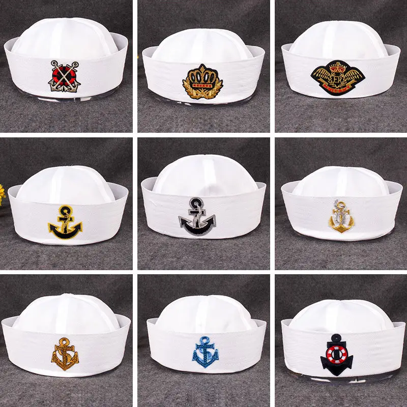 

Men's Caps Sailor Army Military Tactical Hat Cosplay Hats White Navy Marine Captain Cap Anchor Sea Boating Nautical Children Hat