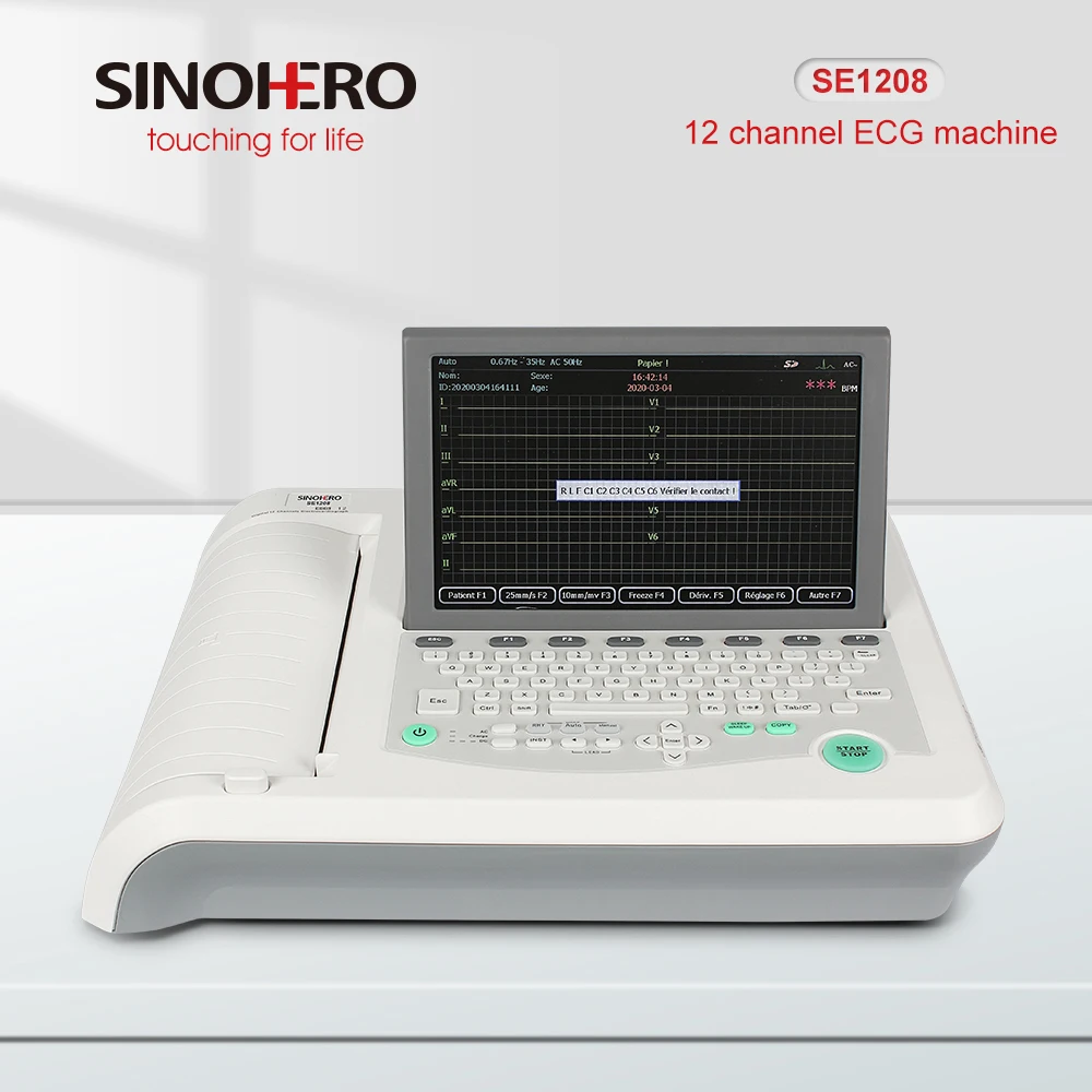 SINOHERO SE1208 ECG Machine 12 Channel 12 lead Electrocardiograph Recorder 10'' Folding LCD Disply Hospital Family ECK Monitor
SINOHERO SE1208 ECG Machine 12 Channel 12 lead Electrocardiograph Recorder 10'' Folding LCD Disply Hospital Family ECK Monitor