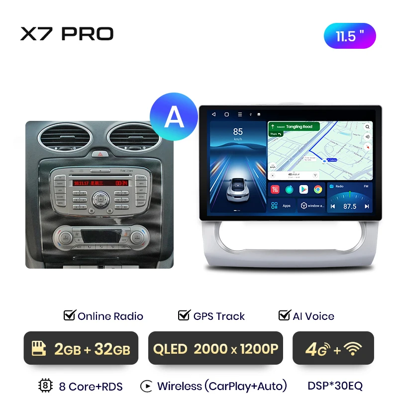 Junsun X7 PRO 11,5 "2K AI Voice Wireless CarPlay Android Auto Автомагнитола для Ford Focus 2 3 Mk2 Mk3 2004-2011 Мультимедийное авторадио 
Junsun X7 PRO 11,5 "2K AI Voice Wireless CarPlay Android Auto Автомагнитола для Ford Focus 2 3 Mk2 Mk3 2004-2011 Мультимедийное авторадио