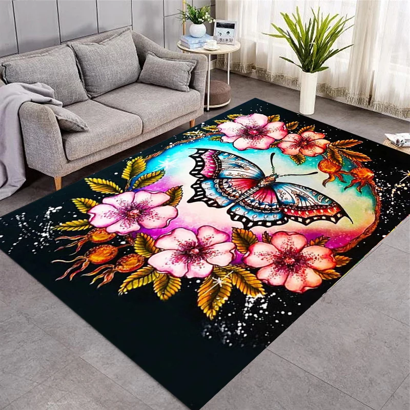 

Furry Carpets For Living Room Animal Butterfly Pattern Bedroom Area Rugs Child Room Play Rug Cartoon 3D Printing Kids Game Mats