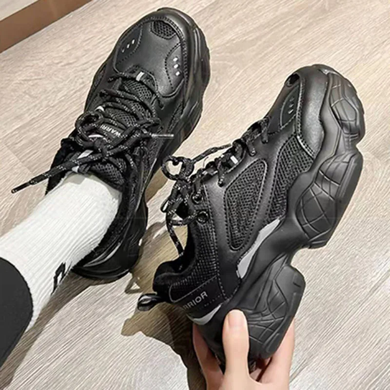 Rimocy Lace Up Platform Sneakers for Women Black Breathable Mesh Thick Bottom Vulcanized Shoes Woman Oudoor Running Shoes Mujer
Rimocy Lace Up Platform Sneakers for Women Black Breathable Mesh Thick Bottom Vulcanized Shoes Woman Oudoor Running Shoes Mujer