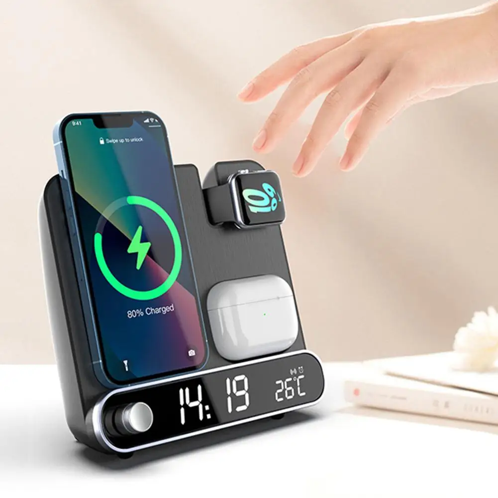 Wireless Charger Multifunctional Led Digital Clock 15w Fast Charging Dock Station For Phone Watch Headphone Rechargeable Station
Wireless Charger Multifunctional Led Digital Clock 15w Fast Charging Dock Station For Phone Watch Headphone Rechargeable Station