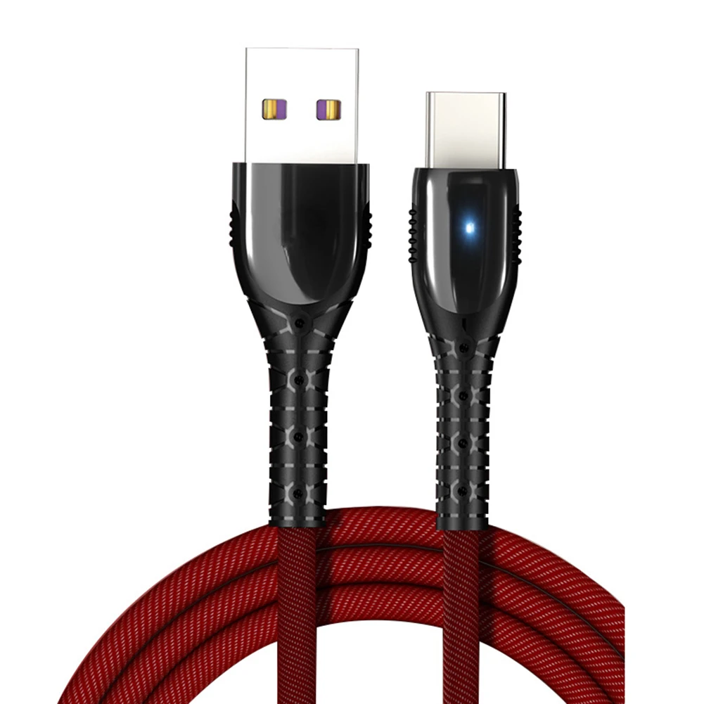 

1pc 1M Fast Charging Data Zinc Cable Charger USB To Type-C Strong Lead 1M 5A Type-C/MICRO/8Pin Wire For Mobile Phone With Lamp