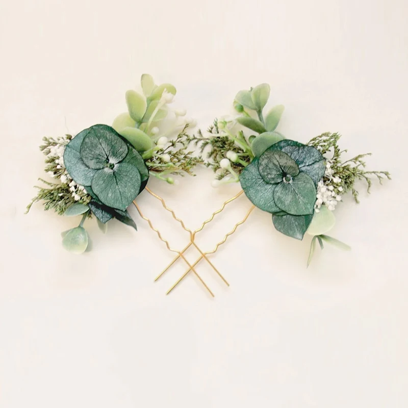 2pcs Handmade Greenery Eucalyptus Hair Comb Wedding Boho Bridal Hair Headpiece Romantic Dried Flower Comb For Bridesmaids
2pcs Handmade Greenery Eucalyptus Hair Comb Wedding Boho Bridal Hair Headpiece Romantic Dried Flower Comb For Bridesmaids