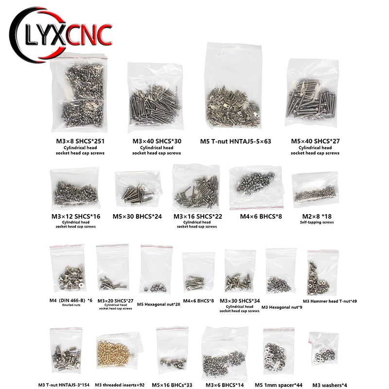Voron 2.4 3D Printer 2020 Aluminum Profile Screw Nut Kit V2.4 Frame Fastener Complete Kit For 250mm 300mm 350mm 500mm Build CNC
Voron 2.4 3D Printer 2020 Aluminum Profile Screw Nut Kit V2.4 Frame Fastener Complete Kit For 250mm 300mm 350mm 500mm Build CNC