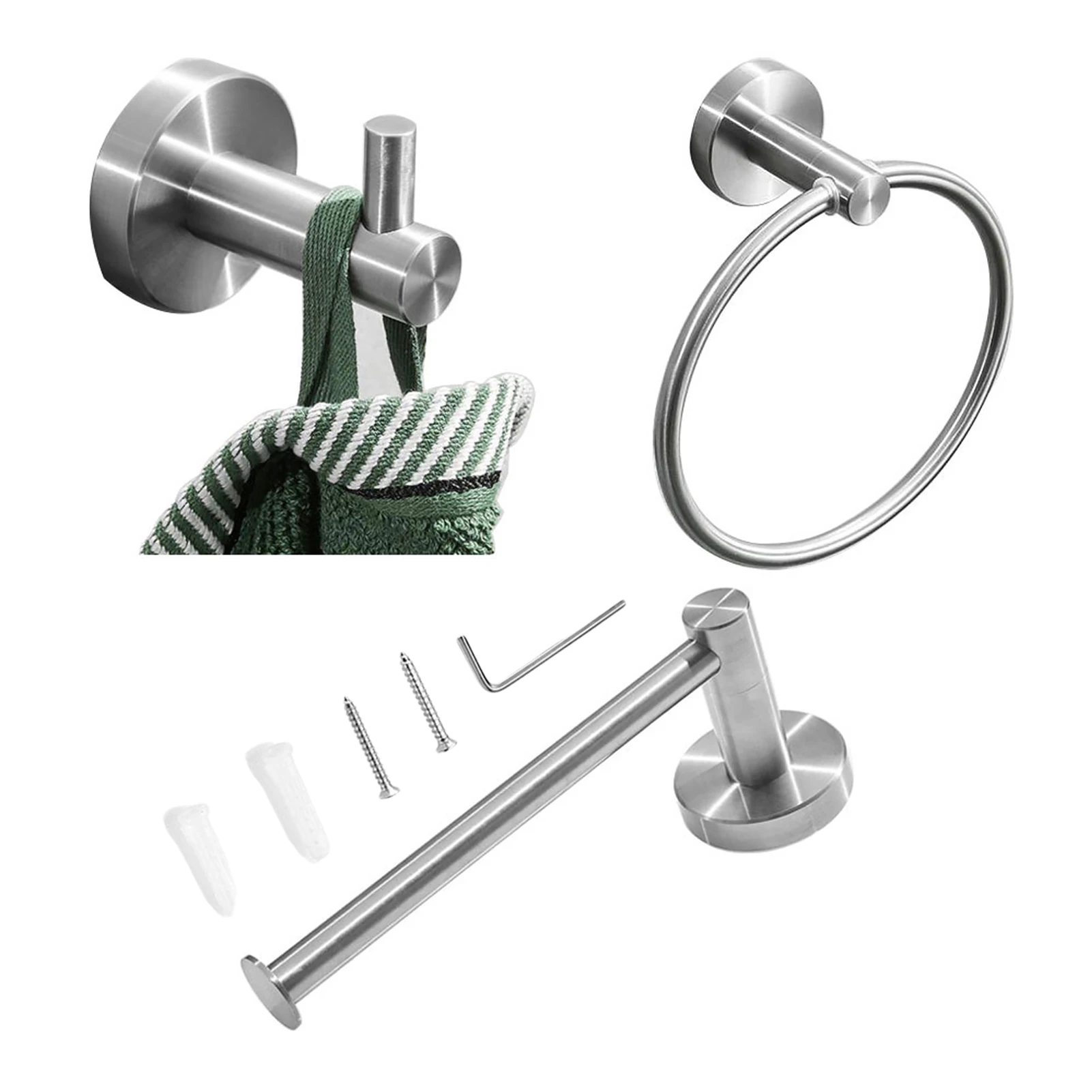 3pcs Towel Hook Easy Install Space Saving Accessories Rustproof Home Brushed Bathroom Hardware Set Stainless Steel Storage Shelf
3pcs Towel Hook Easy Install Space Saving Accessories Rustproof Home Brushed Bathroom Hardware Set Stainless Steel Storage Shelf