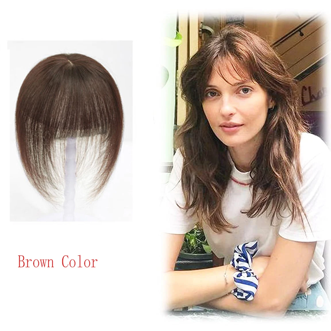

12inch Long Brown Straight Best Virgin Human Topper Full Bang For Women Brazilian Hair Toupee Topper Fine Hairpiece Silk Base