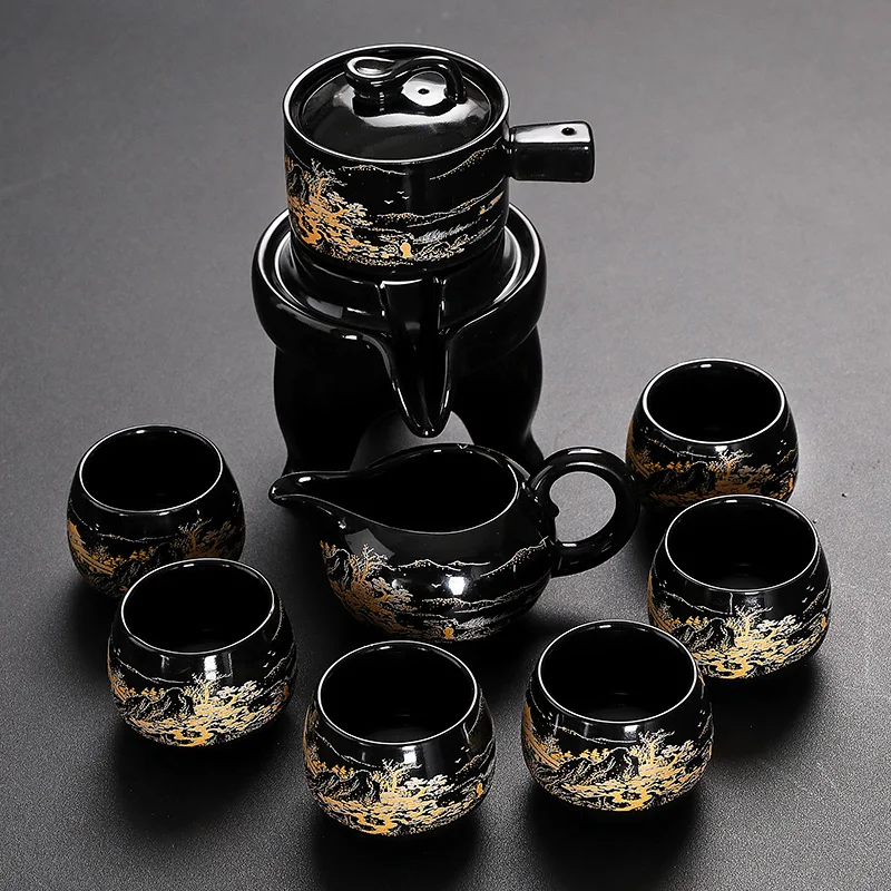 

Travel Complete Tea Set Teaware Chinese Kung Fu Tea Set Complete Chinese Semi Automatic Luxury Geschirr Set Gift Set WSW40XP