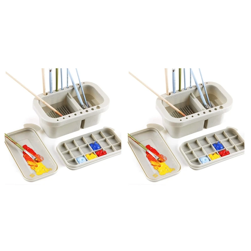 2X Brush Washing Bucket Multi-Use Paint Brush Basin With Art Palette Brush Holder Art Supplies Brush Washing Tool
2X Brush Washing Bucket Multi-Use Paint Brush Basin With Art Palette Brush Holder Art Supplies Brush Washing Tool