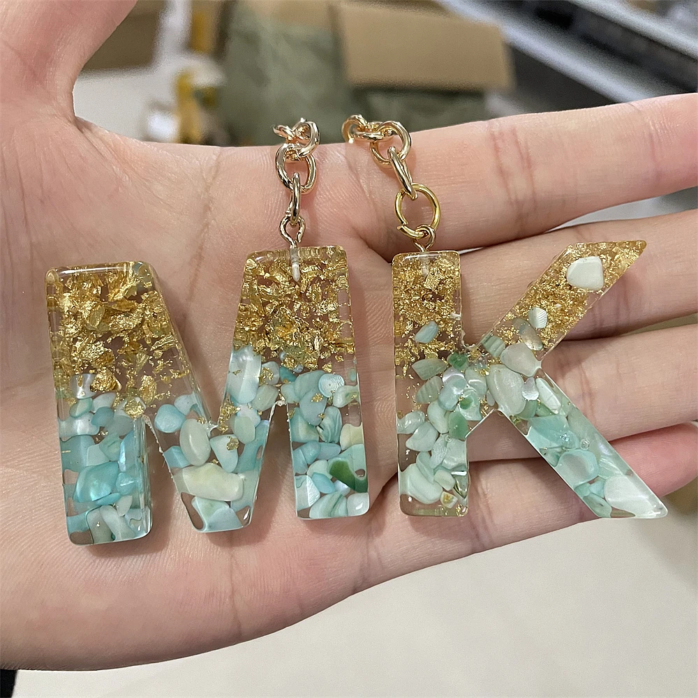 26 Initials Resin Letter Keychains With Gold Foil Charms Bag Pendant For Women Alphabet Key Rings
26 Initials Resin Letter Keychains With Gold Foil Charms Bag Pendant For Women Alphabet Key Rings