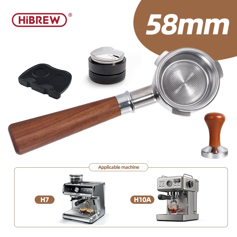 HiBREW 58mm Bottomless Coffee powder handle 304 stainless steel and solid wood
HiBREW 58mm Bottomless Coffee powder handle 304 stainless steel and solid wood