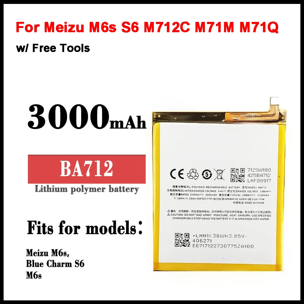 New 100% Original Battery For Meizu M6s S6 M712C M71M M71Q M712H PHone BA712 5S M5S M612Q M612H BA612 3000mAh Phone Batteries
New 100% Original Battery For Meizu M6s S6 M712C M71M M71Q M712H PHone BA712 5S M5S M612Q M612H BA612 3000mAh Phone Batteries