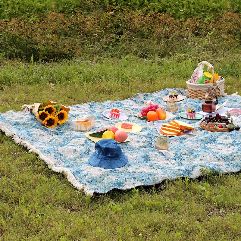 Outdoor Camping Picnic Mat ins Retro Oil Painting Moisture-proof Table Cloth Grass Floor Rugs Portable Sofa Cover Blankets 
Outdoor Camping Picnic Mat ins Retro Oil Painting Moisture-proof Table Cloth Grass Floor Rugs Portable Sofa Cover Blankets