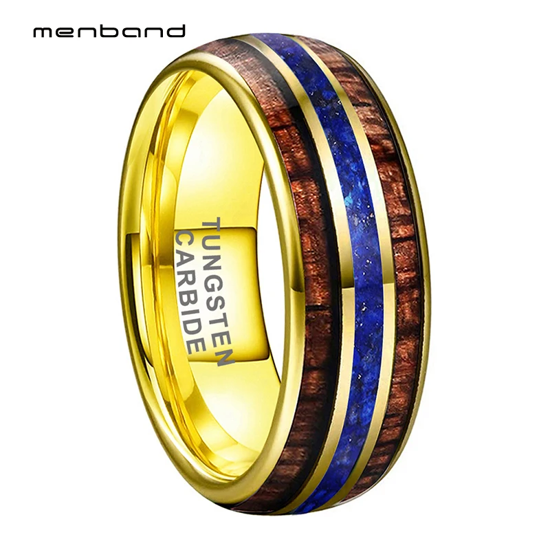 8mm Gold Tungsten Carbide Rings Engagement Wedding Band Blue-Lapis Koa Wood Inlay for Men Women Domed Comfort Fit
8mm Gold Tungsten Carbide Rings Engagement Wedding Band Blue-Lapis Koa Wood Inlay for Men Women Domed Comfort Fit