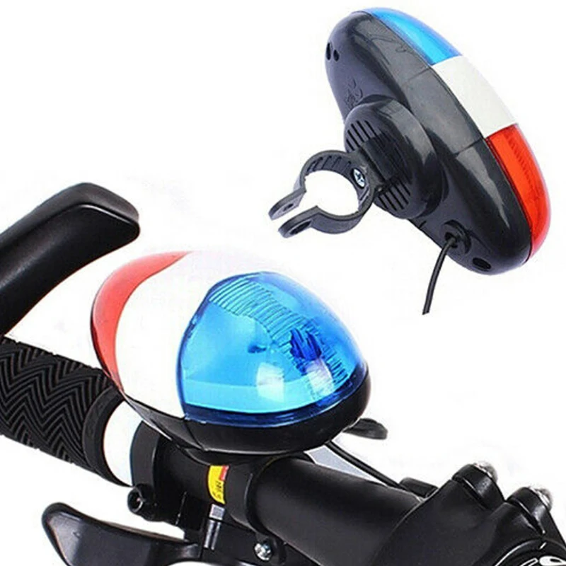 

6 LED 4 Tone Sounds Bicycle Bell MTB Tail Light Police Car Light Electronic Horn Siren For Children Bike Scooter Cycling Lamp