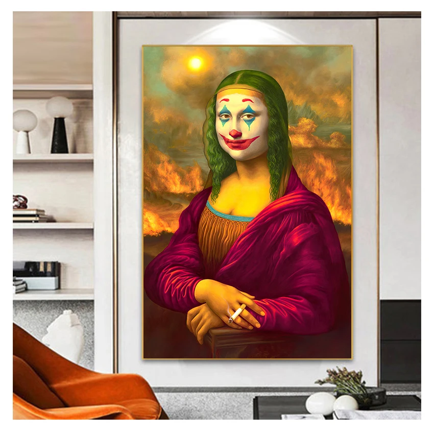 Funny Smoking Mona Lisa Dress up Joker Oil Painting Prints on Canvas Posters Wall Art Picture for Living Room Home Decor Gift
Funny Smoking Mona Lisa Dress up Joker Oil Painting Prints on Canvas Posters Wall Art Picture for Living Room Home Decor Gift