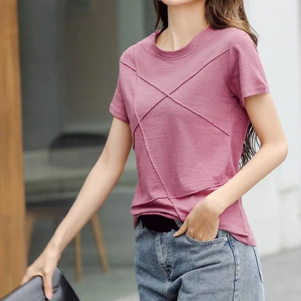 Fashion Summer Tops Short Sleeve Skin-touching Summer Solid Pullover T-shirt Quick Drying Pullover T-shirt Daily Garment
Fashion Summer Tops Short Sleeve Skin-touching Summer Solid Pullover T-shirt Quick Drying Pullover T-shirt Daily Garment