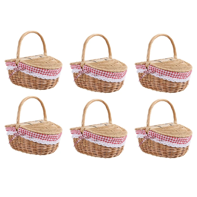 6X Country Style Wicker Picnic Basket Hamper With Lid And Handle & Liners For Picnics, Parties And Bbqs
6X Country Style Wicker Picnic Basket Hamper With Lid And Handle & Liners For Picnics, Parties And Bbqs