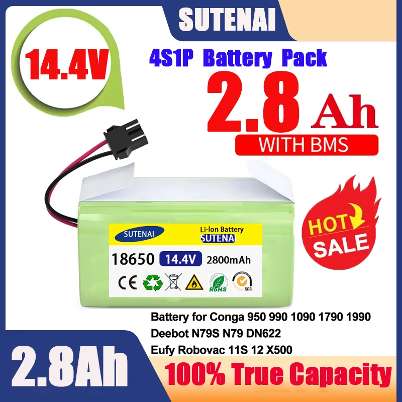 14.4V 6.8Ah Li-ion battery for Cecotec Conga Excellence 950 990 1090 Ecovacs Deebot DN621 601/605 Eufy RoboVac 35C Panda i7 V710
14.4V 6.8Ah Li-ion battery for Cecotec Conga Excellence 950 990 1090 Ecovacs Deebot DN621 601/605 Eufy RoboVac 35C Panda i7 V710