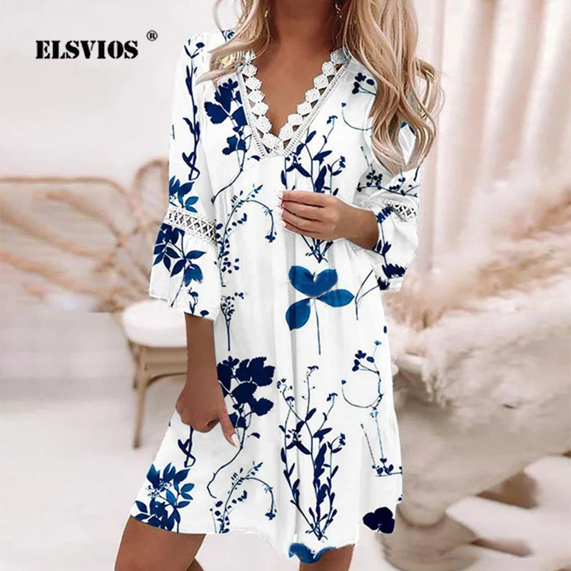 Женское кружевное платье в стиле пэчворк, Элегантное летнее платье с V-образным вырезом и Расклешенным рукавом, платье с цветочным принтом, свободная повседневная трапециевидная юбка, платья
Женское кружевное платье в стиле пэчворк, Элегантное летнее платье с V-образным вырезом и Расклешенным рукавом, платье с цветочным принтом, свободная повседневная трапециевидная юбка, платья