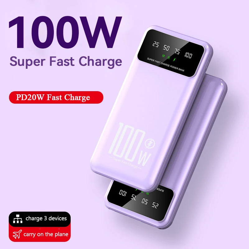 Power Bank 20000mAh 100W Dual Port Super Fast Charging Portable High Power EXternal Battery Charger For iPhone Xiaomi Samsung
Power Bank 20000mAh 100W Dual Port Super Fast Charging Portable High Power EXternal Battery Charger For iPhone Xiaomi Samsung