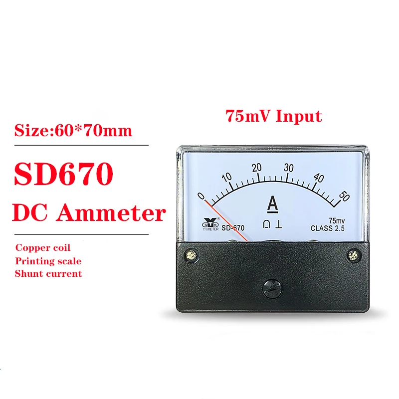 SD670 SD-670 DC Ammeter 10A 20A 30A 50A 100A 150A 200A 300A 500A 750A 1000A 3000A Analog Ammeter DC Analog Panel DH670 DH-670
SD670 SD-670 DC Ammeter 10A 20A 30A 50A 100A 150A 200A 300A 500A 750A 1000A 3000A Analog Ammeter DC Analog Panel DH670 DH-670