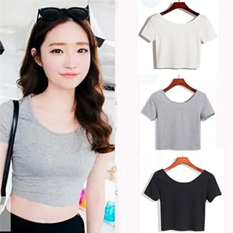Summer Solid Cotton T-Shirt Women Cute Gray Black Crop Top T Shirt Ladies 2022 Short Tops Tee Shirt T Shirt
Summer Solid Cotton T-Shirt Women Cute Gray Black Crop Top T Shirt Ladies 2022 Short Tops Tee Shirt T Shirt