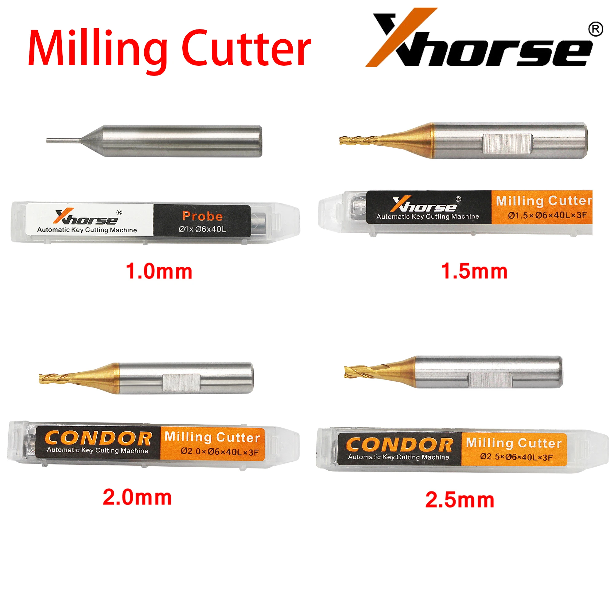 1.0mm 1.5mm 2.0mm 2.5mm Milling Cutter Probe For Xhorse CONDOR MINI Plus Dolphin XP-005 Dolphin XP-007 Auto Key Cutting Machine
1.0mm 1.5mm 2.0mm 2.5mm Milling Cutter Probe For Xhorse CONDOR MINI Plus Dolphin XP-005 Dolphin XP-007 Auto Key Cutting Machine