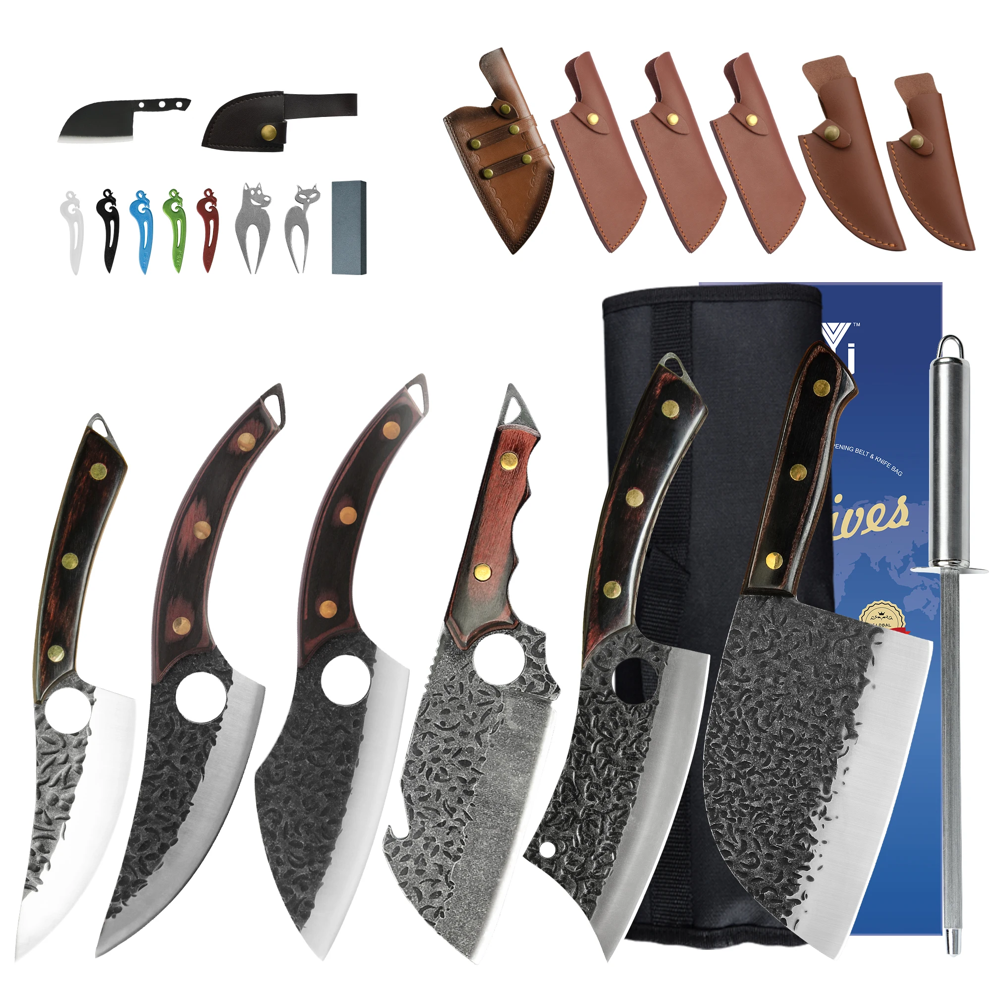 XYj Forged Kitchen Knives Tool Kit Stainless Steel Hammer Pattern Butcher Knife Cleaver Boning Outdoor Hunting Survival Knives
XYj Forged Kitchen Knives Tool Kit Stainless Steel Hammer Pattern Butcher Knife Cleaver Boning Outdoor Hunting Survival Knives