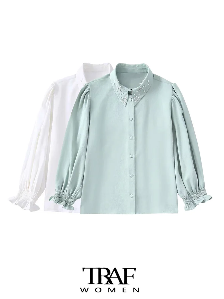 TRAF Women Fashion With Rhinestone Flowing Loose Shirts Vintage Three Quarter Sleeve Front Buttons Female Blouses Chic Tops
TRAF Women Fashion With Rhinestone Flowing Loose Shirts Vintage Three Quarter Sleeve Front Buttons Female Blouses Chic Tops