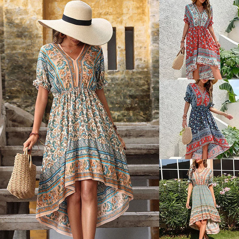 New Summer Beach Wear Mid Length Skirt Slim Floral Print Irregular Holiday Loose Ethnic Dress Tunic Casual Sundresses Bohemian
New Summer Beach Wear Mid Length Skirt Slim Floral Print Irregular Holiday Loose Ethnic Dress Tunic Casual Sundresses Bohemian