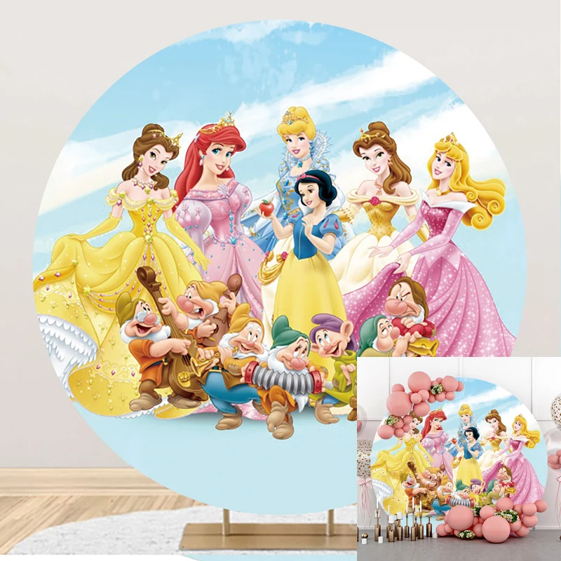 Disney Princess Ariel Snow White Circle Background Girl Birthday Party Decoration Banner Round Photography Backdrop Photo Studio
Disney Princess Ariel Snow White Circle Background Girl Birthday Party Decoration Banner Round Photography Backdrop Photo Studio