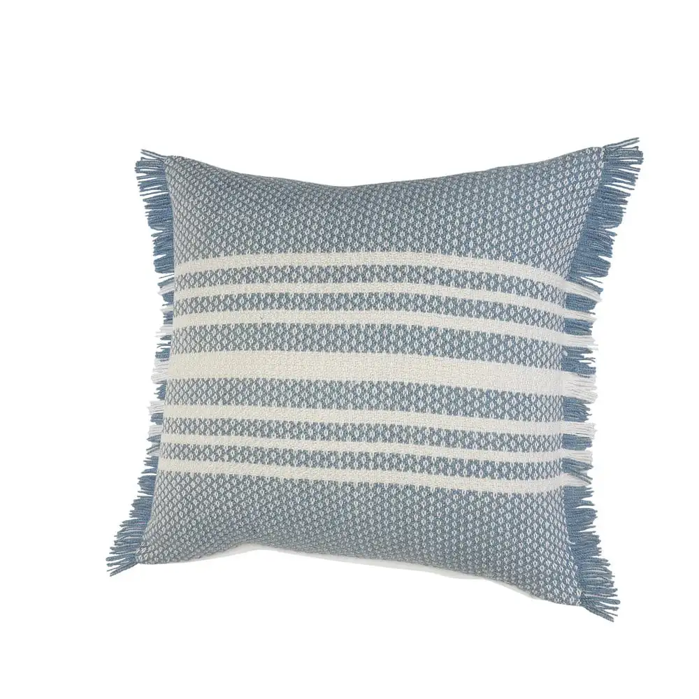 Centered Stripes Woven Fringe Indoor/Outdoor Throw Pillow, 24" Square, Blue / White
Centered Stripes Woven Fringe Indoor/Outdoor Throw Pillow, 24" Square, Blue / White